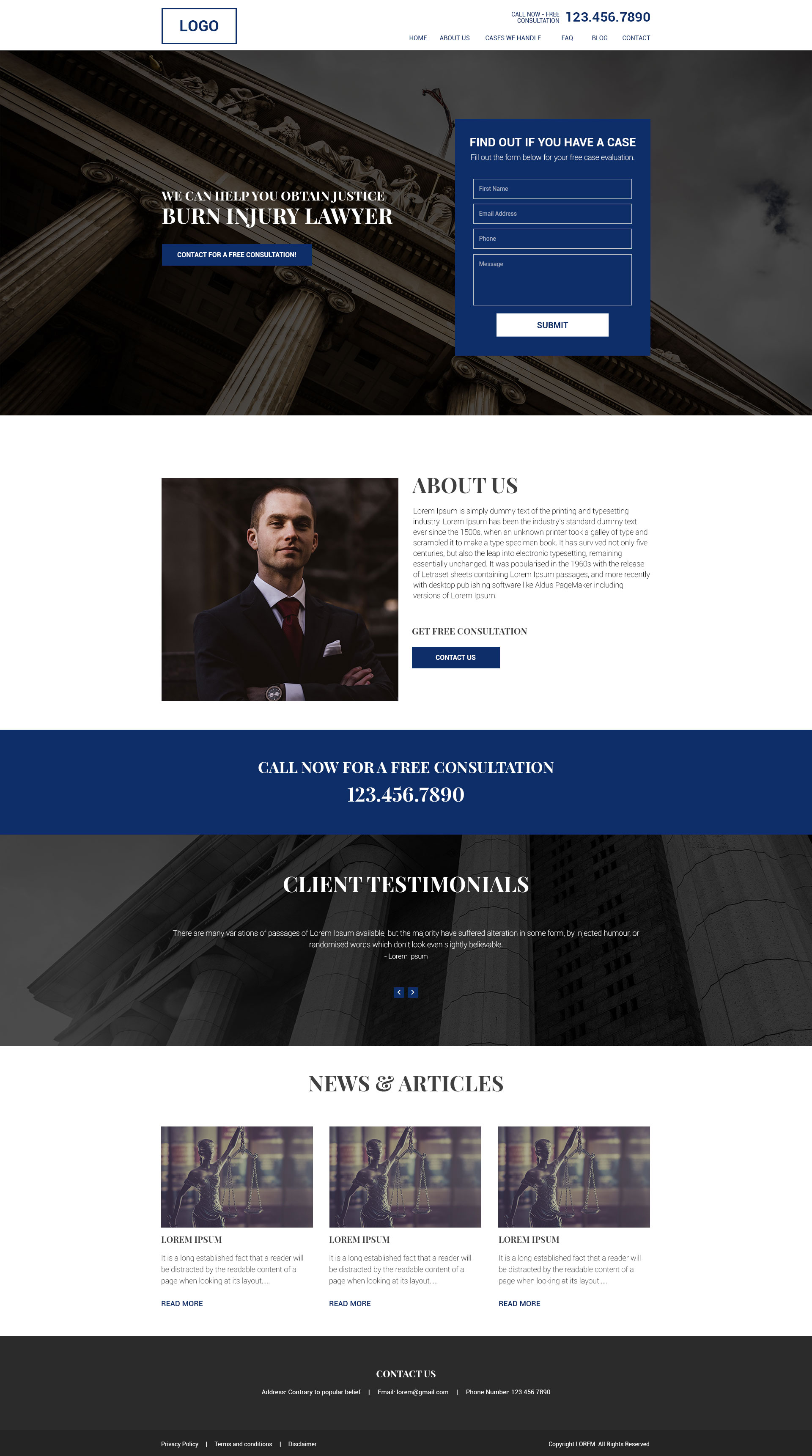 Free Law Firm Website Template PSD Download